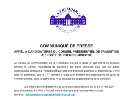 La candidature au poste de Premier ministre est&nbsp;ouverte