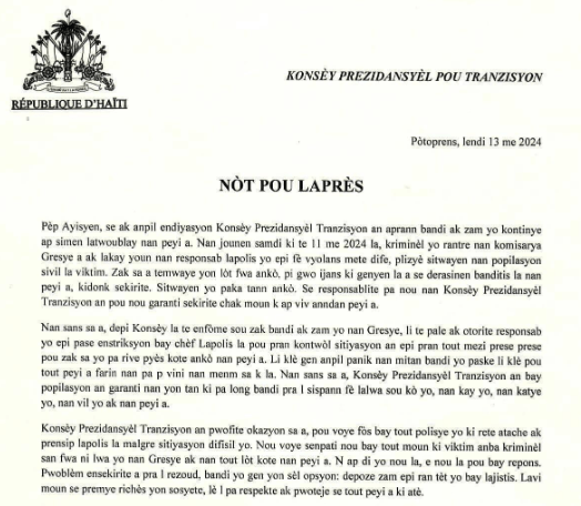 Le Conseil présidentiel de transition annonce la fin du banditisme en&nbsp;Haïti