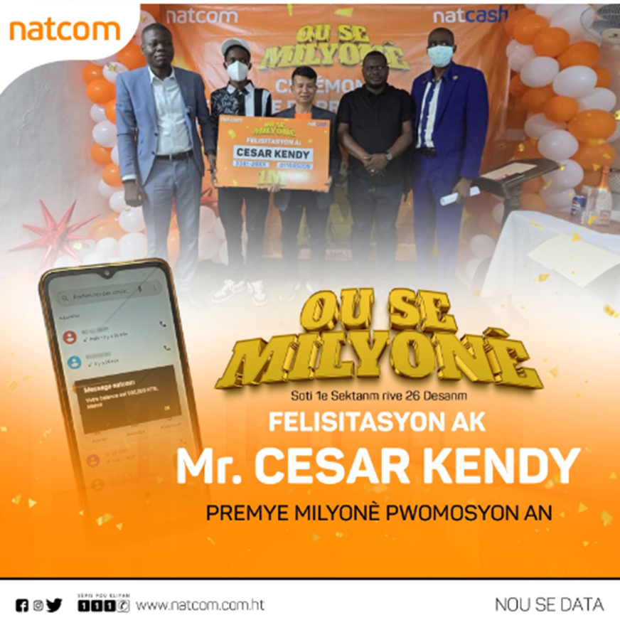Promotion “Ou Se Milyonè” : La Natcom a remis le premier prix Millionnaire au&nbsp;gagnant