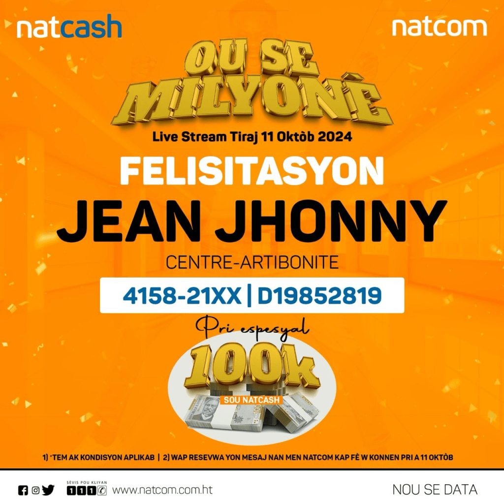 Cinquième tirage ordinaire de la Promotion « Ou se Milyonè » par la&nbsp;Natcom.