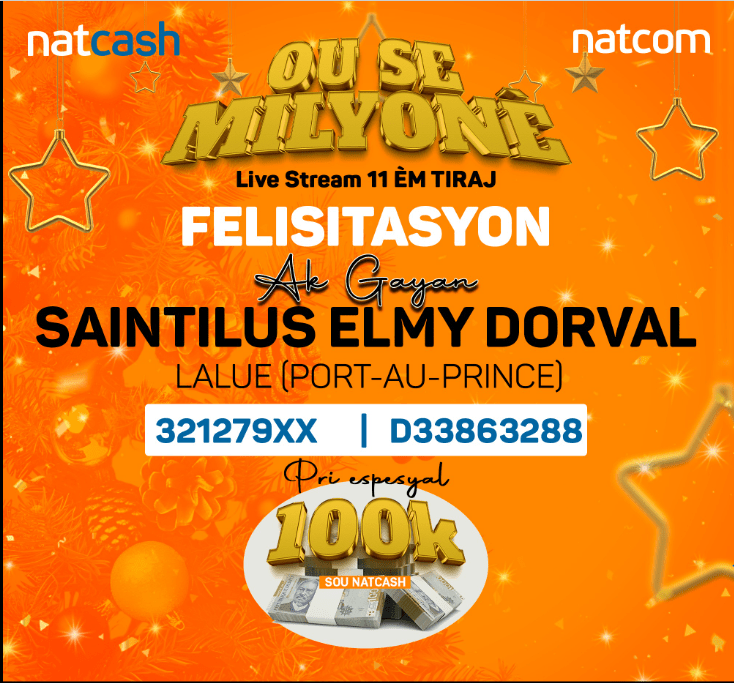 La Natcom célèbre son 11e tirage ordinaire de la promotion « Ou se Milyonè ».