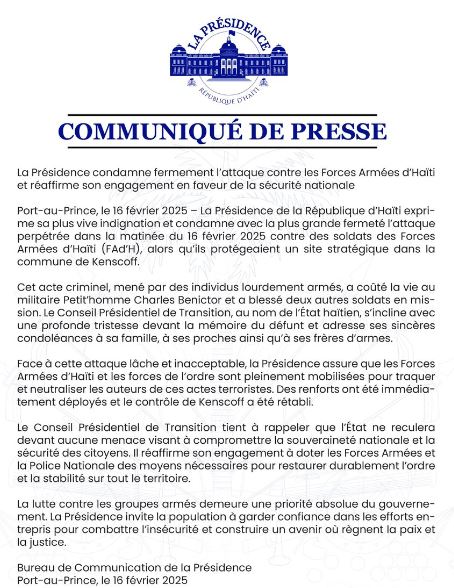 Attaque contre les Forces Armée : le CPT condamne&nbsp;fermement