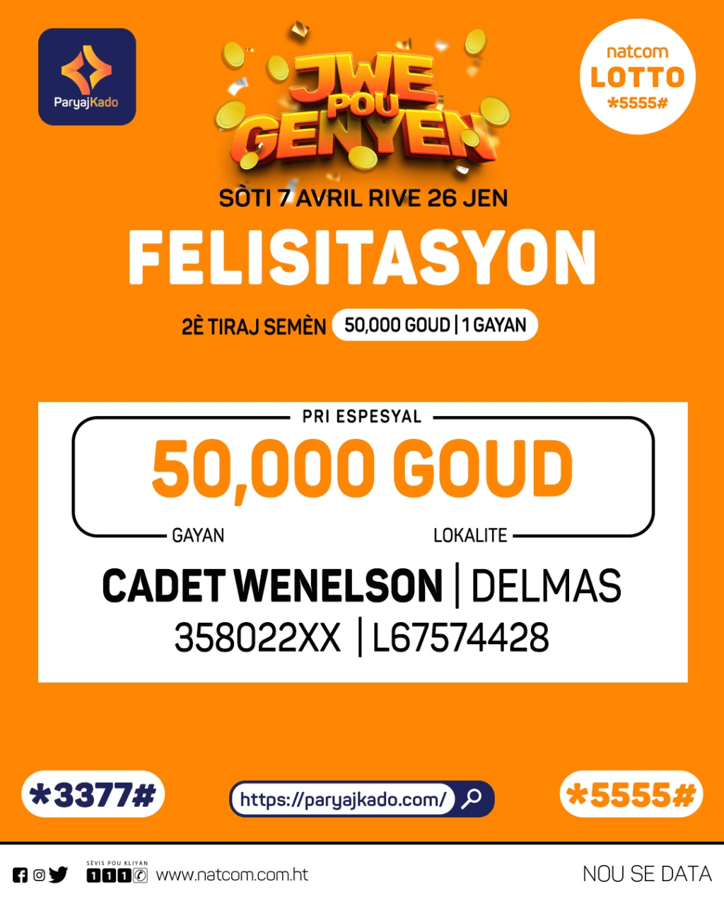 JWE POU GENYEN : La chance sourit aux gagnants du deuxième tirage de la promotion explosive de&nbsp;Natcom